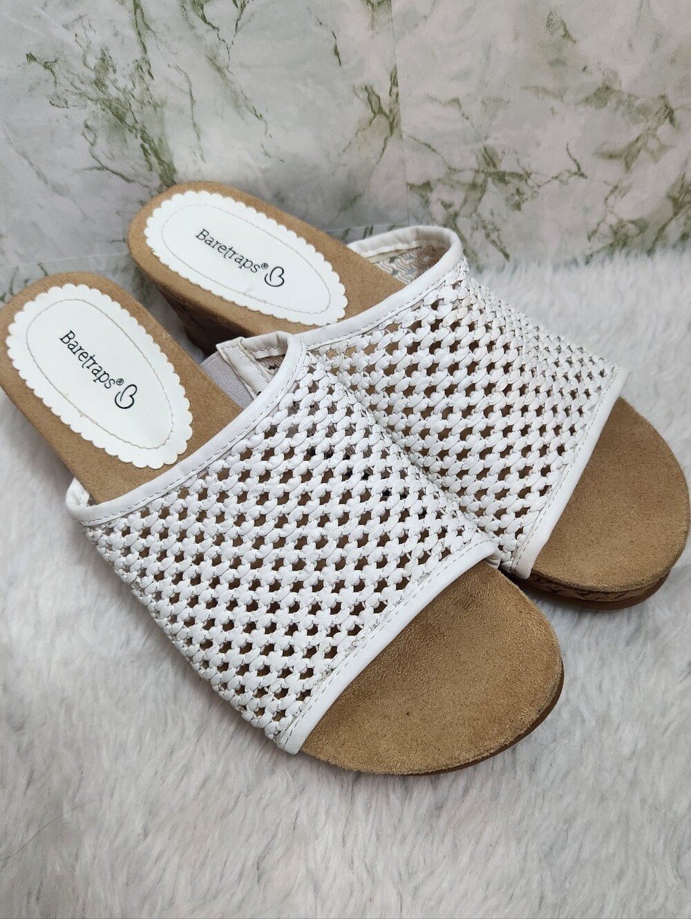 Baretraps White Mesh Platform Sandals
